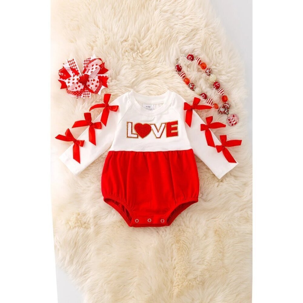 "Love" Valentine's application baby onesie. RPG50047 JEAN
